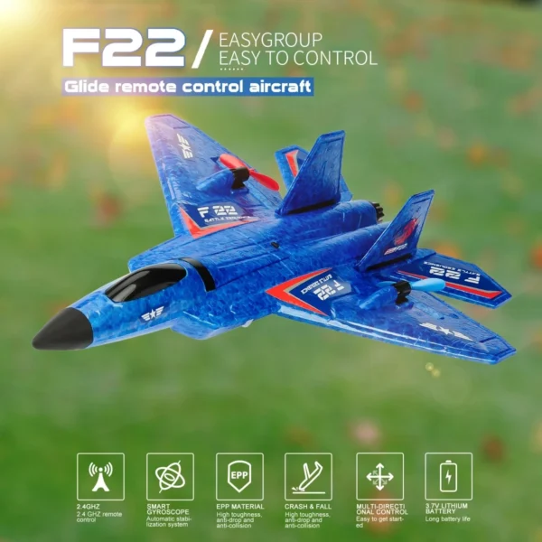 ANTSIR F22 Raptor RC Plane With LED Lights 2.4G Remote Control Aircraft EPP Foam RC Flying Model Glider Toys For Children - Image 4