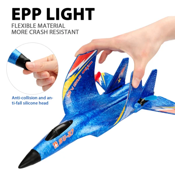 ANTSIR SU27 RC Plane 2.4G 2CH Remote Control Glider With LED Lights EPP Foam Hand Throwing Airplane Outdoor Boys Toys - Image 4