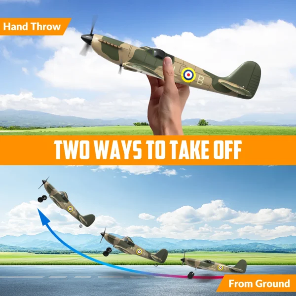 Spitfire RC Plane 2.4G 3CH Gyro Stabilizer Fixed Wing EPP Foam 400MM Wingspan Airplane RTF Fighter for Boys Children - Image 6