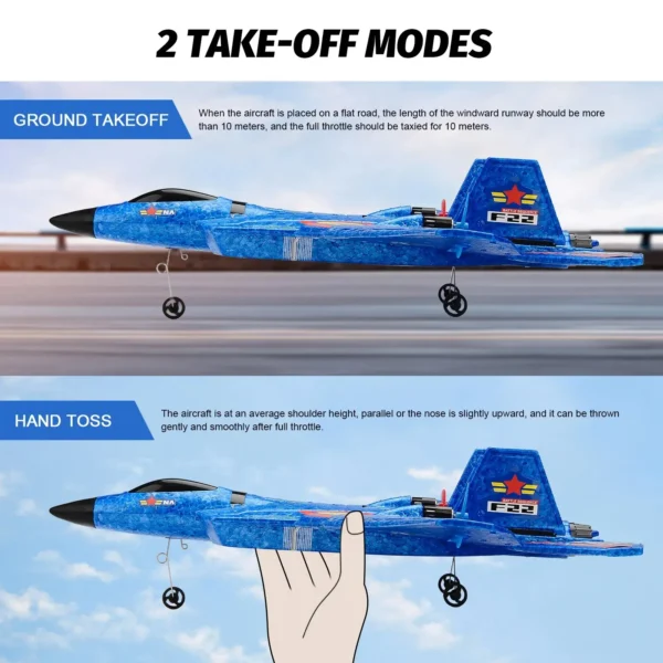 F22 Raptor RC Plane 2.4G 2CH Remote Control Flying Glider With LED Lights EPP Foam Airplane Toys For Children Gifts - Image 5